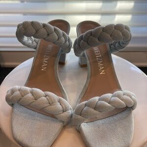 Stuart Weitzman Light Blue Braided Sandals